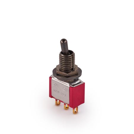 MEC Mini Toggle Switch, Short, Solder Lugs, ON/ON,